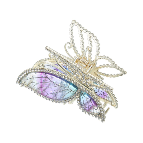 Unique Bargains Rhinestone Butterfly Hair Clips Barrettes Hair Clips for Women Girls Purple