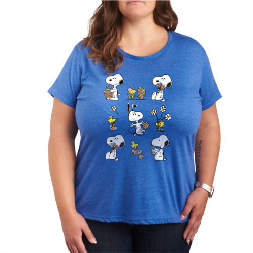 Licensed Character Plus Peanuts Snoopy & Woodstock Spring Pattern Graphic Tee