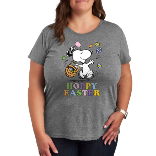 Licensed Character Plus Peanuts Snoppy Hoppy Easter Graphic Tee