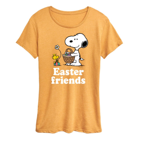 Licensed Character Womens Peanuts Snoopy & Woodstock Easter Friends Graphic Tee