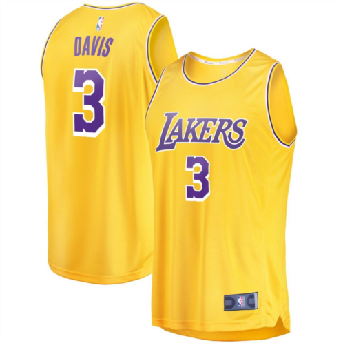Unbranded Mens Fanatics Branded Anthony Davis Gold Los Angeles Lakers Fast Break Replica Player Jersey - Icon Edition
