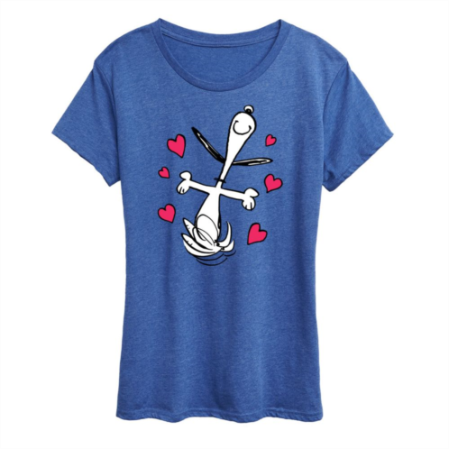 Licensed Character Womens Peanuts Snoopy Dancing Hearts Graphic Tee