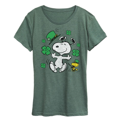Licensed Character Womens Peanuts Snoopy St. Patricks Day Graphic Tee
