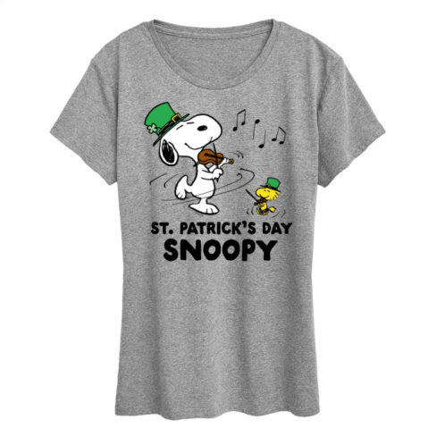 Licensed Character Womens Peanuts Snoopy & Woodstock St. Patricks Day Snoopy Graphic Tee