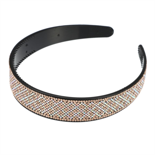 Unique Bargains No Slip Rhinestone Wide-brimmed Headband Champagne 4.45x0.98 Classic Style