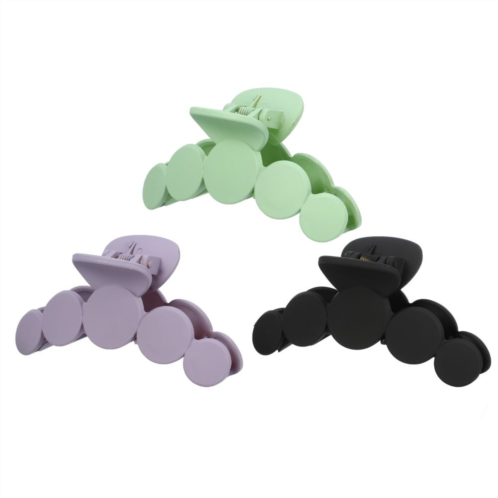 Unique Bargains 3pcs Plastic Hair Claws For Women Black Purple Green 3.94x1.54x1.77