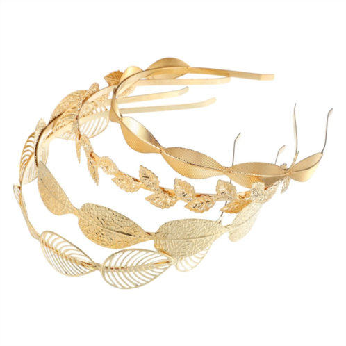 Unique Bargains 4 Pcs Alloy Metal Leaf Shape Headbands For Women Girl Gold Tone 5.12x1.06