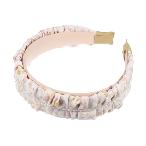 Unique Bargains Floral Ruched Headbands Non-slip Pearl Hair Hoop Headbands For Women Pink