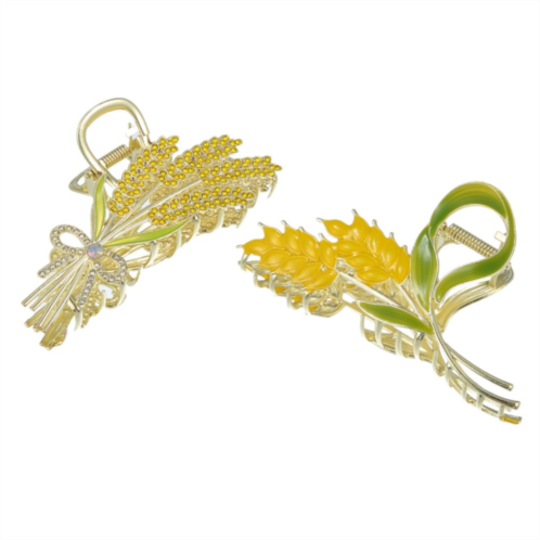 Unique Bargains 2pcs Flower Metal Hair Claw Clip For Women Non-slip Hair Accessories Yellow