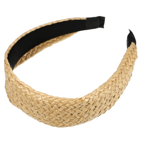 Unique Bargains 1 Pcs Straw Wide Headband Fashion Hairband For Woman Non Slip Khaki