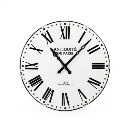 Zentique 43.5 Black and White Distressed Finish Round Corvin Wall Clock
