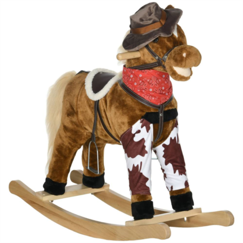 Qaba Baby Rocking Horse, Large Riding Horse W/ Realistic Sound, Saddle