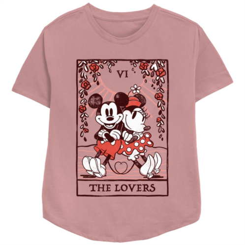 Licensed Character Womens Mickey Mouse And Minnie The Lovers Card Relaxed Fit Graphic Tee