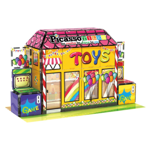 PicassoTiles 60pc Magnetic Building Block Magnet Tile Toy Shop Theme PTQ50