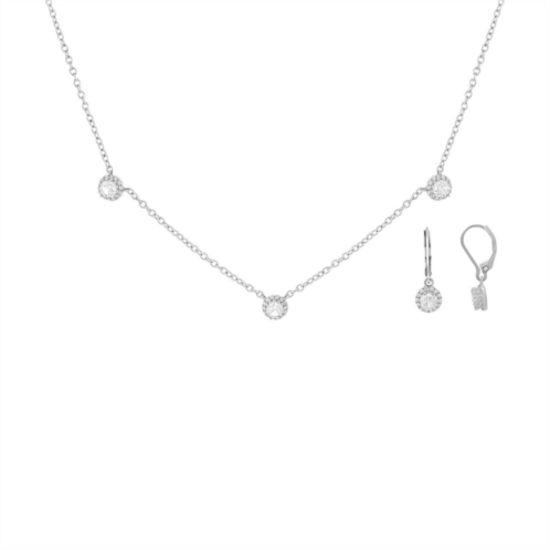 Emberly Cubic Zirconia Drop Earrings & Station Necklace Set