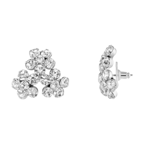 Emberly Silver Tone Clear Cluster Flowers Stud Earrings