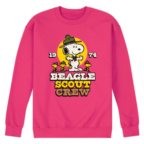 Licensed Character Mens Peanuts Beagle Scout Crew Fleece Sweatshirt