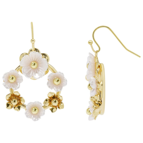 LC Lauren Conrad Gold Tone Floral Ring Drop Earrings