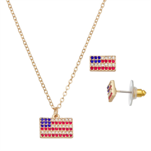 Unbranded American Flag Necklace & Earring Set