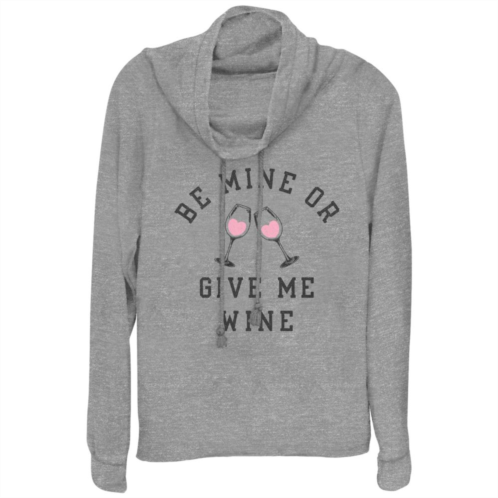 Unbranded Womens Plus Be Mine Or Give Me Wine Cowlneck Graphic Lightweight Long Sleeve
