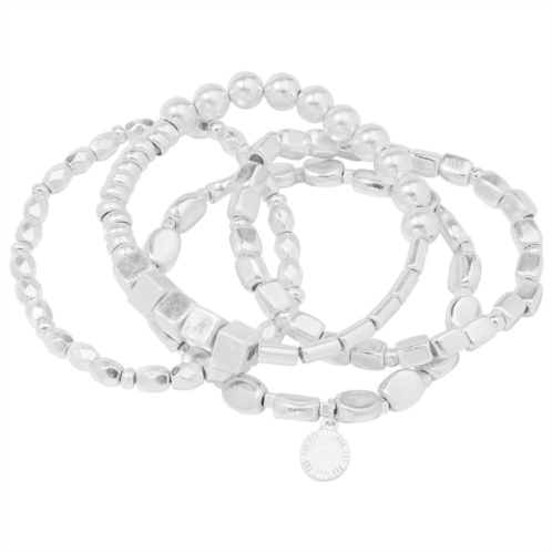 Sonoma Goods For Life 4-Piece Silver Tone Multi-Shape Beaded Bracelet Set