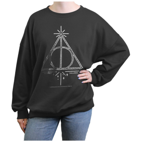 Licensed Character Juniors Harry Potter Deadly Hallows Polka Dot Symbol Graphic Fleece