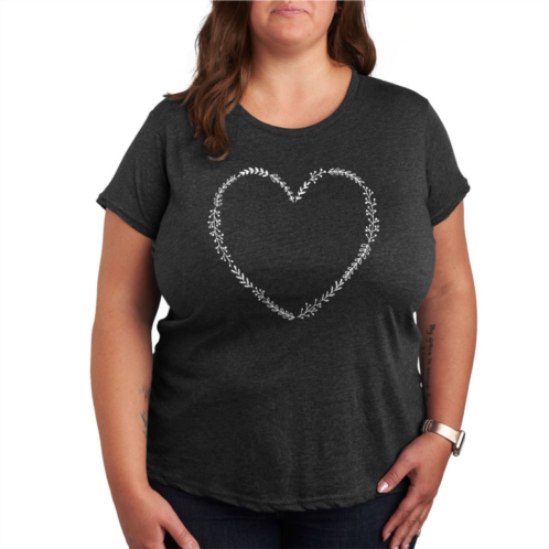 Unbranded Plus Floral Heart Outline Graphic Tee