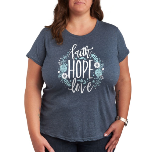 Unbranded Plus Faith Hope Love Floral Graphic Tee