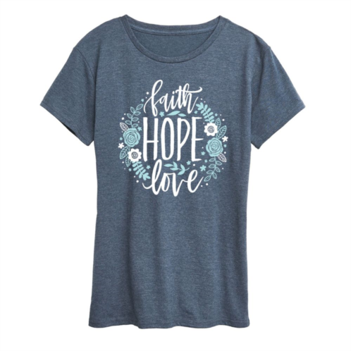 Unbranded Womens Faith Hope Love Floral Graphic Tee