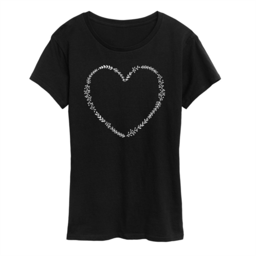 Unbranded Womens Floral Heart Outline Graphic Tee