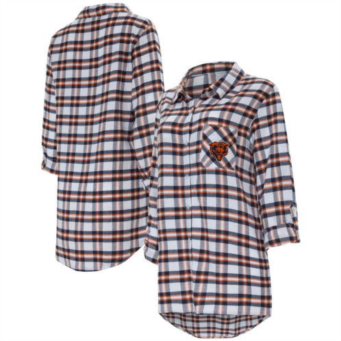 Unbranded Womens Concepts Sport Navy Chicago Bears Sienna Plaid Full-Button Long Sleeve Nightshirt