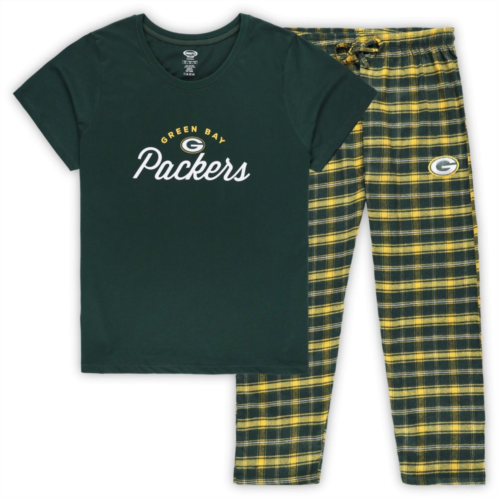 Unbranded Womens Concepts Sport Green Green Bay Packers Plus Size Badge T-Shirt & Flannel Pants Sleep Set