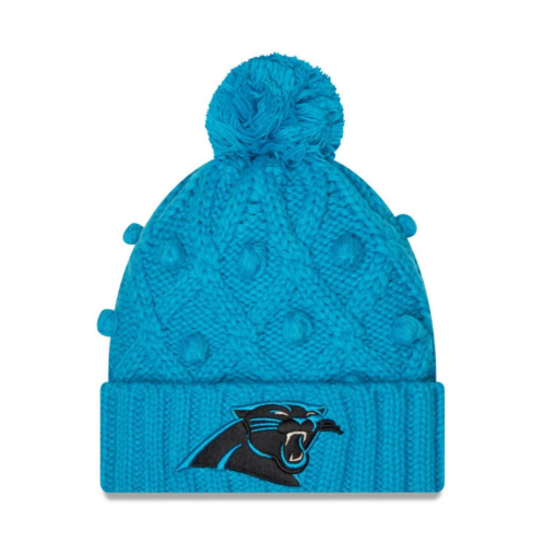 Womens New Era Blue Carolina Panthers Toasty Cuffed Knit Hat with Pom
