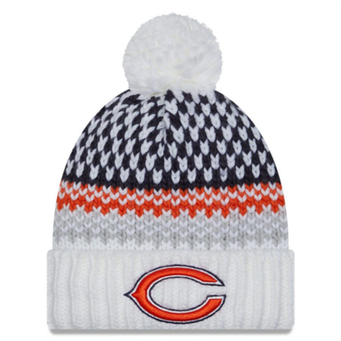 Womens New Era White Chicago Bears 2023 Sideline Cuffed Knit Hat with Pom