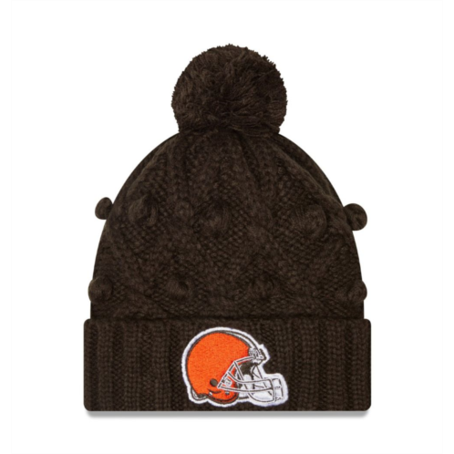 Womens New Era Brown Cleveland Browns Toasty Cuffed Knit Hat with Pom