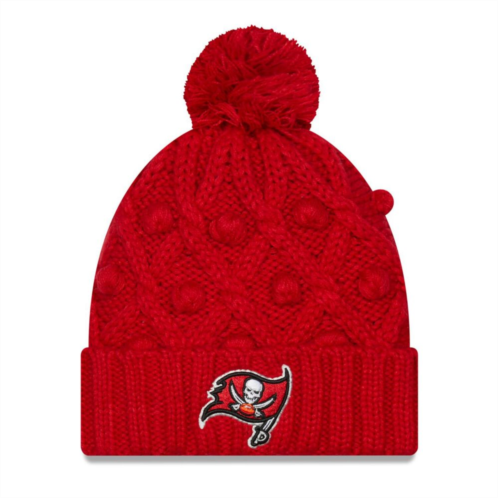 Womens New Era Red Tampa Bay Buccaneers Toasty Cuffed Knit Hat with Pom
