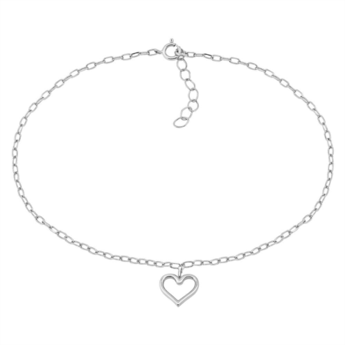 Aleure Precioso 18K Gold Plated Open Heart Charm Anklet