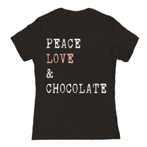 Unbranded Juniors Peace Love Chocolate Valentines Graphic Tee