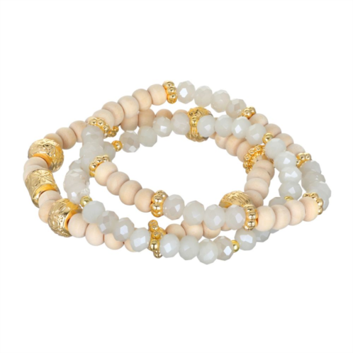 Emberly Gold Tone Stretch Bead Bracelets 3-piece Set