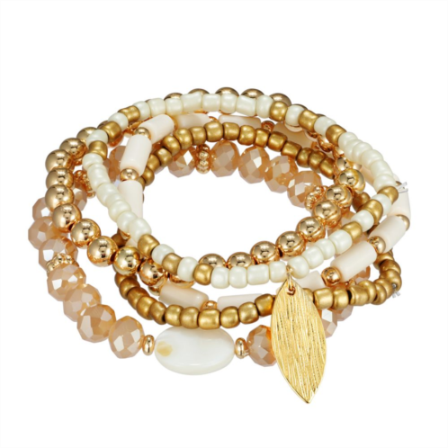 Emberly Gold Tone Stretch Bead Bracelets 5-piece Set