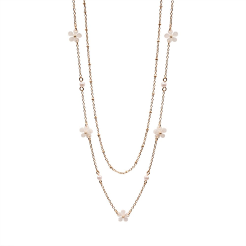 LC Lauren Conrad Gold Tone Simulated Opal Flower Double-Strand Station Necklace