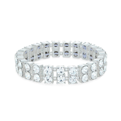 Youre Invited Silver Tone Crystal Stretch Tennis Bracelet