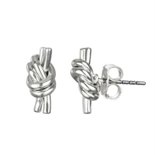 Emberly Silver Tone Small Knot Stud Earrings