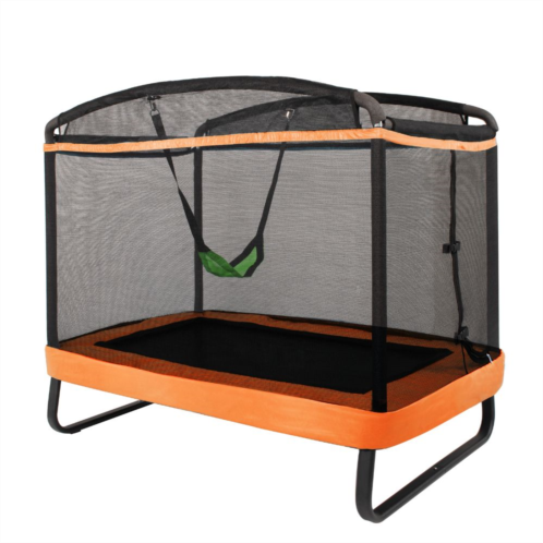 Slickblue Kids Entertaining Trampoline with Swing Safety Fence