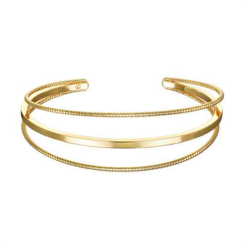 Emberly Gold Tone Simple Metal Cuff Bracelet