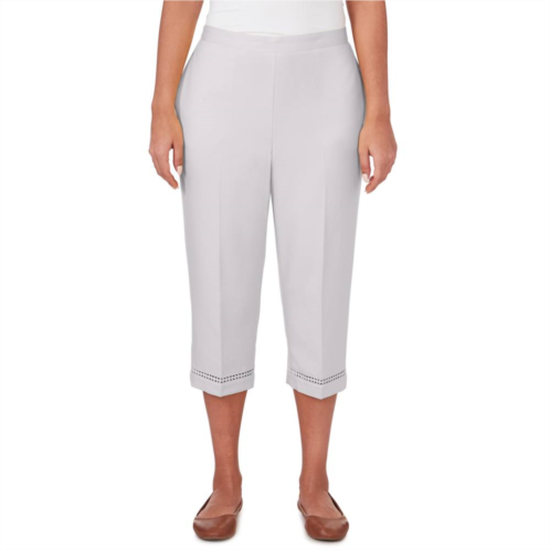 Petite Alfred Dunner Pull-On Capri Pants with Lace Inset Bottom