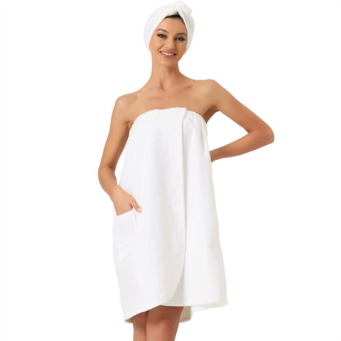 Cheibear Womens Towel Wrap Robe Bathrobe Spa Towels With Shower Cap For Bath Gym