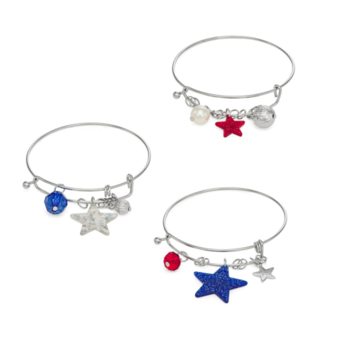 Celebrate Together Americana Silver Tone 3-piece Bangle Bracelets Set