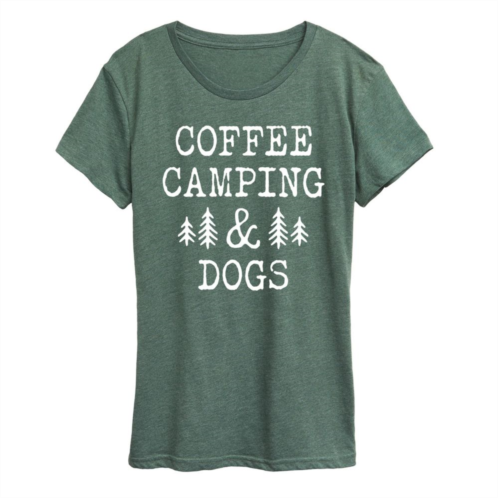 Unbranded Womens Coffee Camping And Dogs Graphic Tee
