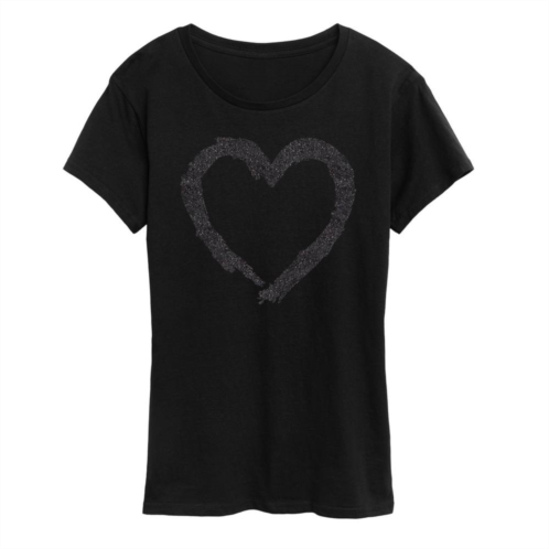 Unbranded Womens Paintbrush Stroke Heart Sparkle Graphic Tee